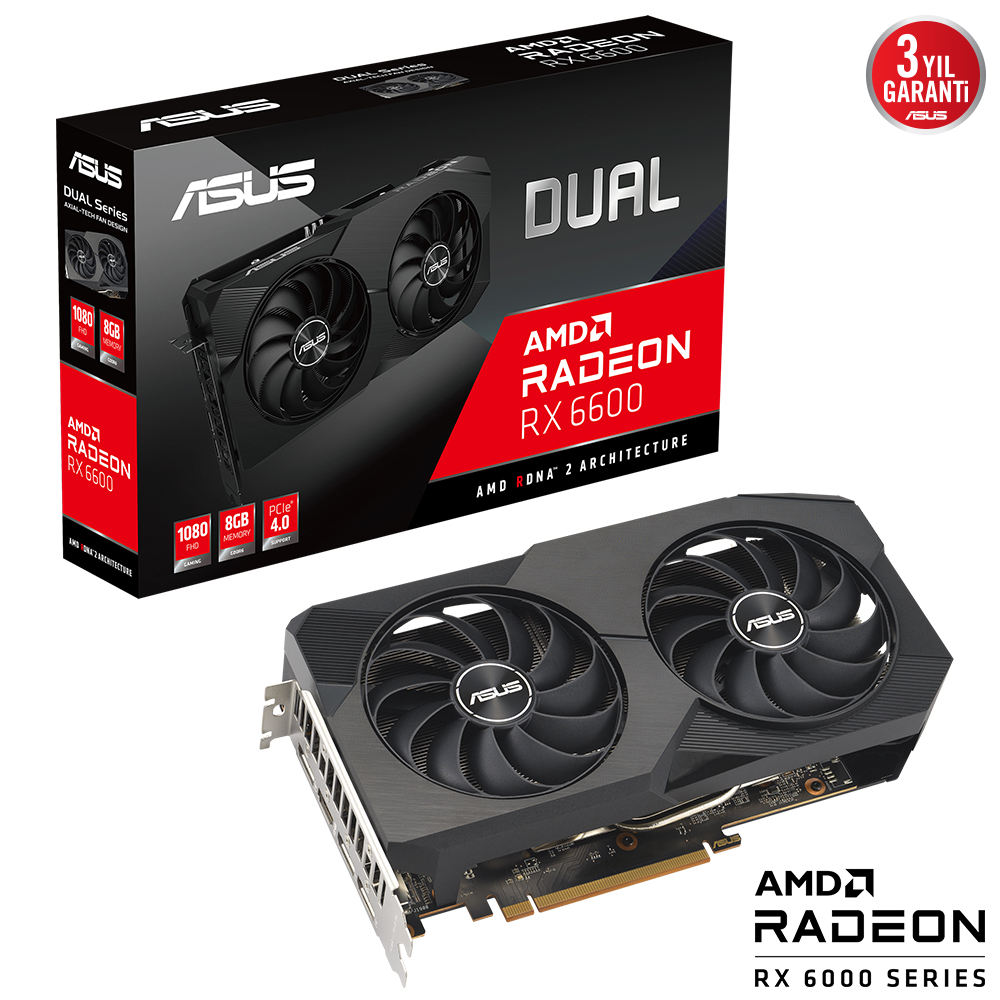 ASUS DUAL-RX6600-8G-V2 8GB GDDR6 HDMI DP 128BİT isimli ürüne size özel kampanyalı fiyatlarla sahip olun!